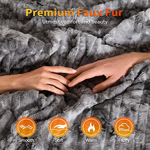 WOOMER Heated Blanket King Size 90 x 100 in Marble Grey