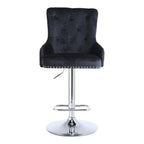 Alexent 2-Piece Swivel Bar Stools, Dark Blue, 43.7-51.6 H, 19.3 W x 18.1 D - Silver Footrest