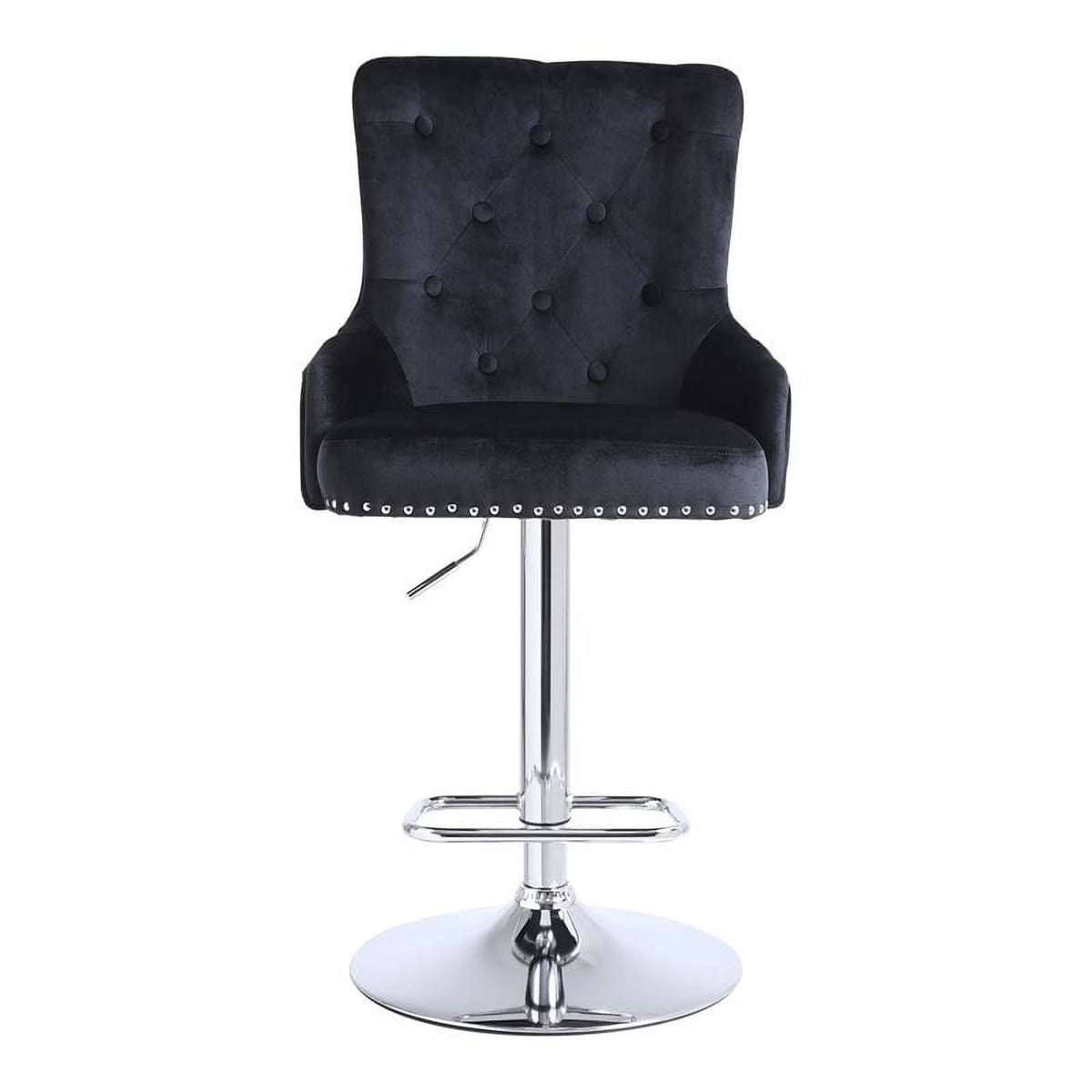 Alexent 2-Piece Swivel Bar Stools, Dark Blue, 43.7-51.6 H, 19.3 W x 18.1 D - Silver Footrest