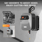 Giraffe Tools Grandfalls Retractable Pressure Washer G20 2500 PSI 2.2 GPM, 65FT Hose Reel, 4 Nozzles - Light Silver Case With Grey Pressure Hoses