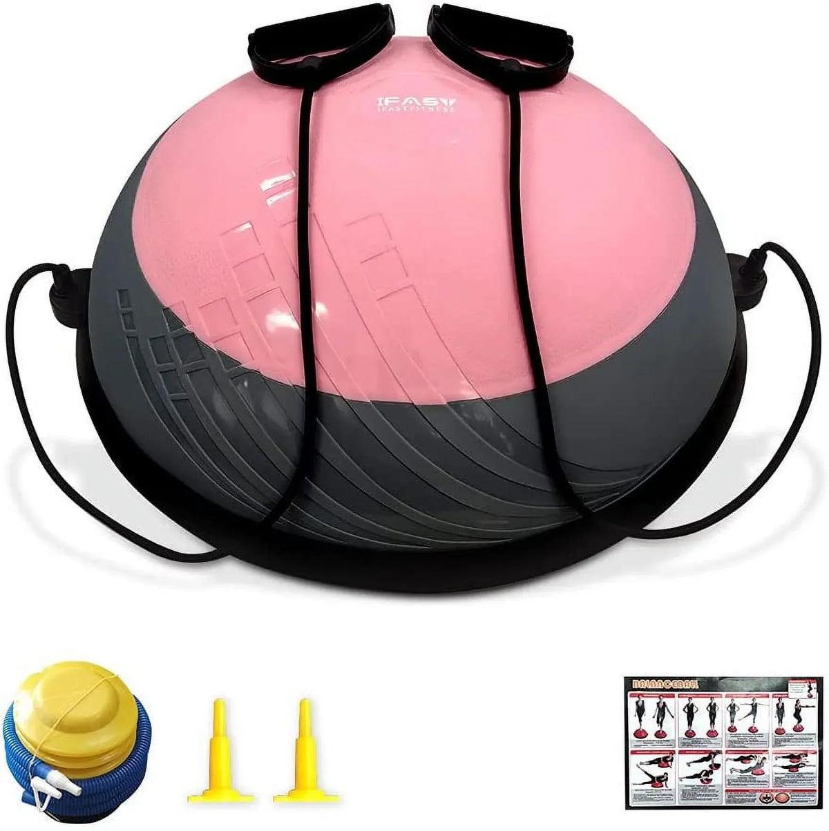 IFAST Balance Trainer 23 Inch Half Ball With Resistance Bands - 660LB Weight Capacity