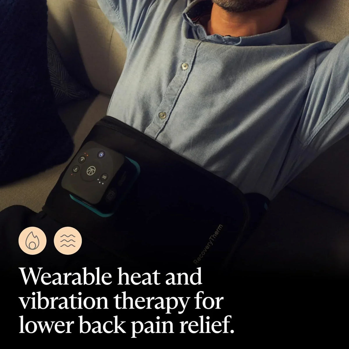 Therabody RecoveryTherm Back Hot Vibration Wrap, Black, One Size - RecoveryTherm Hot Vibration Back and Core