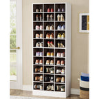 10-Tier Tall Shoe Cabinet, 30-Pair White Engineered Wood Shoe Storage Rack