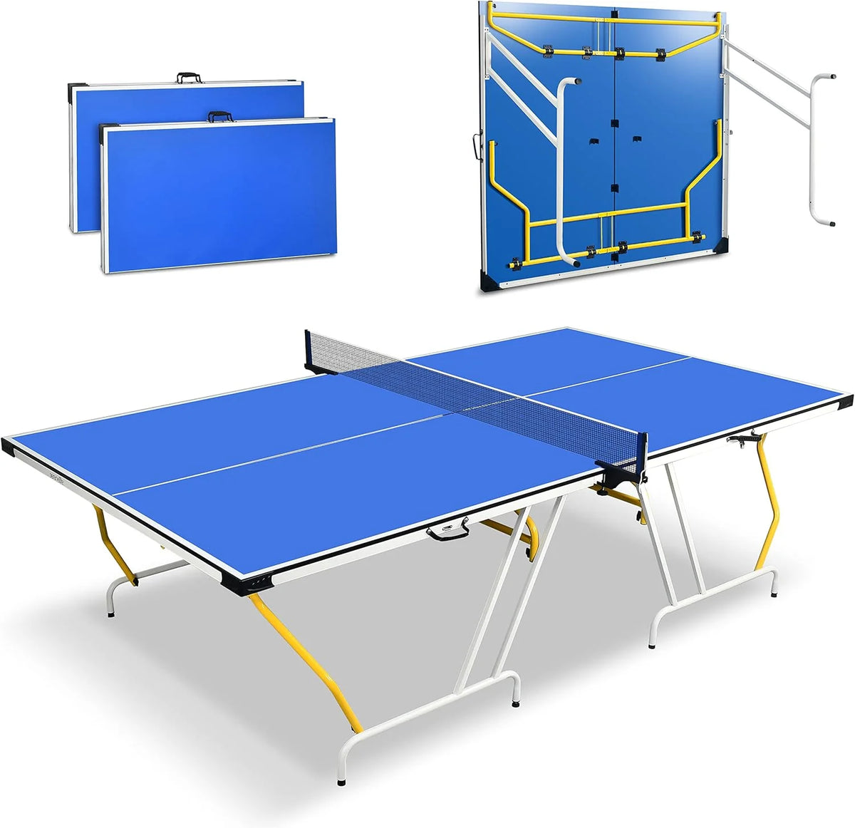 Foldable Table Tennis Table Set, 6 ft x 3 ft, Blue