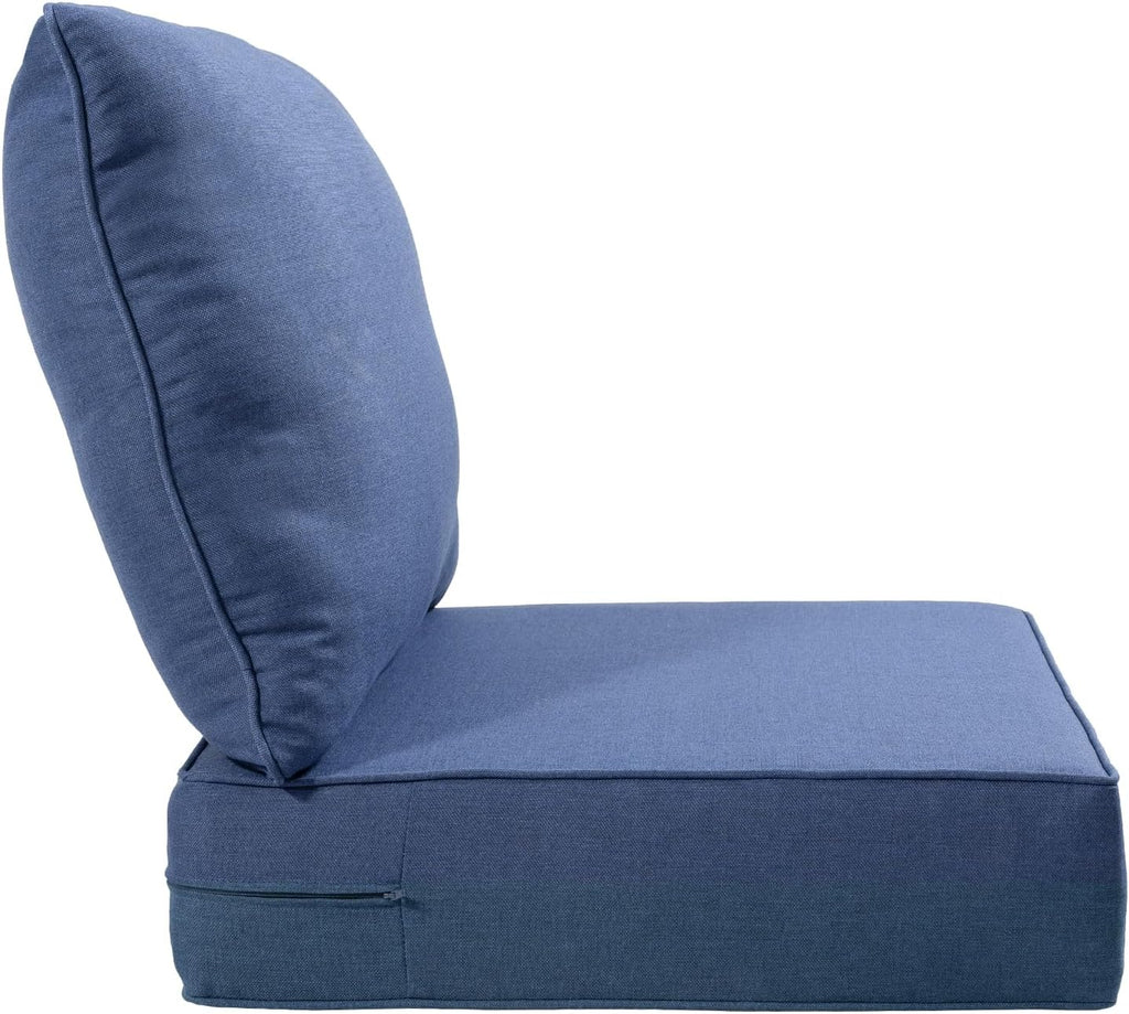 ACTREST Outdoor Seat Cushion Set, 2 Count, Navy Blue, 24 x 24 x 6 in