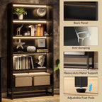 5-Tier Bookcase 31.5 Inch Wide x 11.81 Inch Deep x 70.87 Inch Tall - Sandalwood, Walnut, White, Black