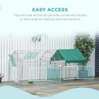 PawHut Small Animal Playpen Yard Fence With Roof, Green - 87in