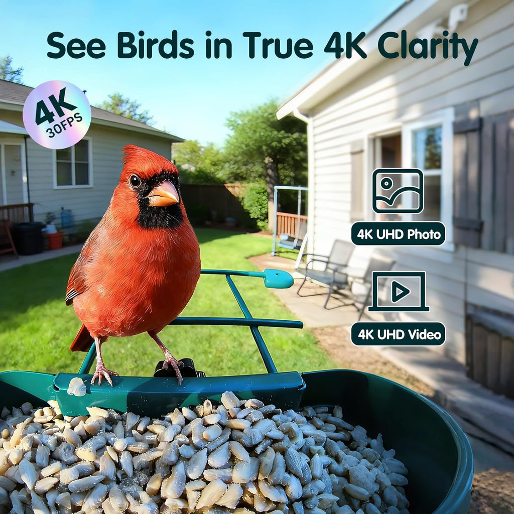 Humbirdy Smart Bird Feeder With Camera, 4K Ultra HD, Solar Powered, 2.4G/5G Wi-Fi