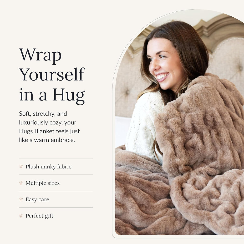 Minky Couture Hugs Extra Plush Stretchy Bubbled Throw Blanket - Travel, Milk Chocolate