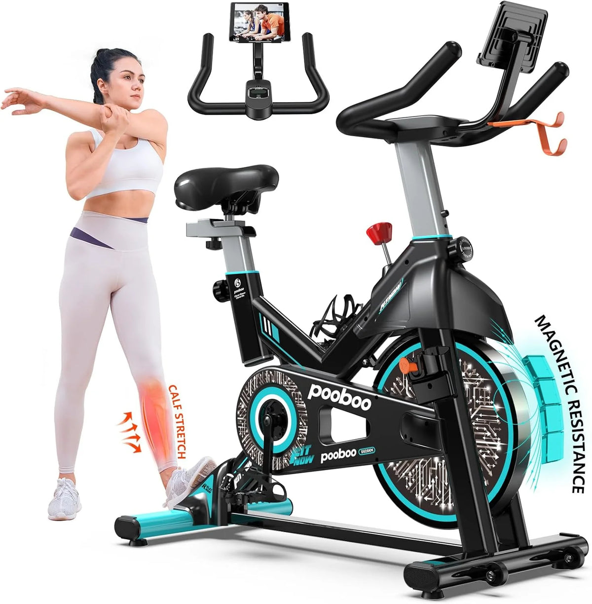 pooboo Indoor Exercise Bike With Adjustable Resistance And Belt Drive