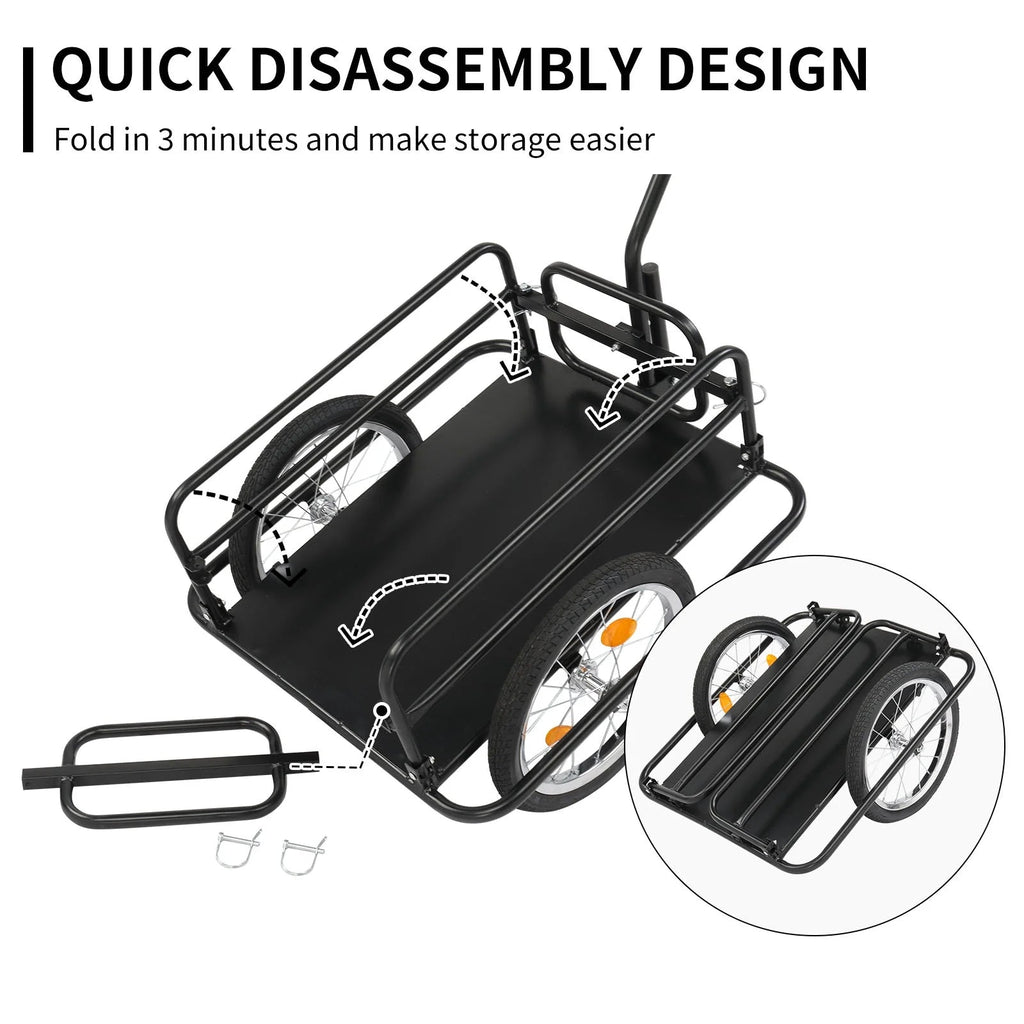 Ktaxon Two-Wheel Bicycle Cargo Trailer, Black, 16 in Inflatable Wheels