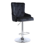Alexent 2-Piece Swivel Bar Stools, Dark Blue, 43.7-51.6 H, 19.3 W x 18.1 D - Silver Footrest