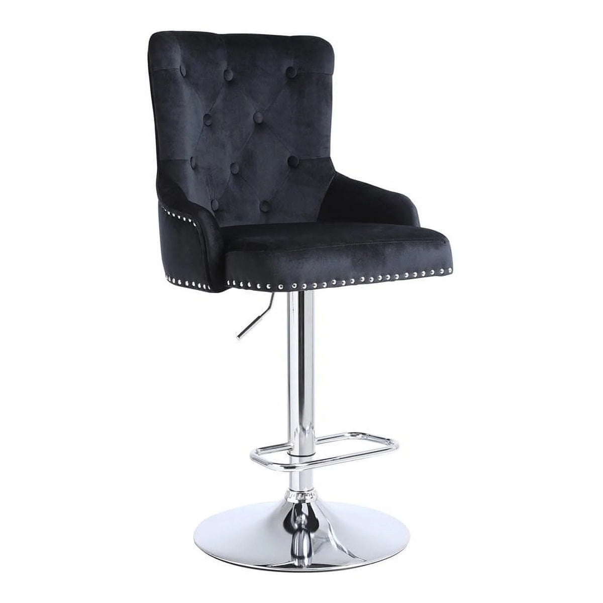 Alexent 2-Piece Swivel Bar Stools, Dark Blue, 43.7-51.6 H, 19.3 W x 18.1 D - Silver Footrest
