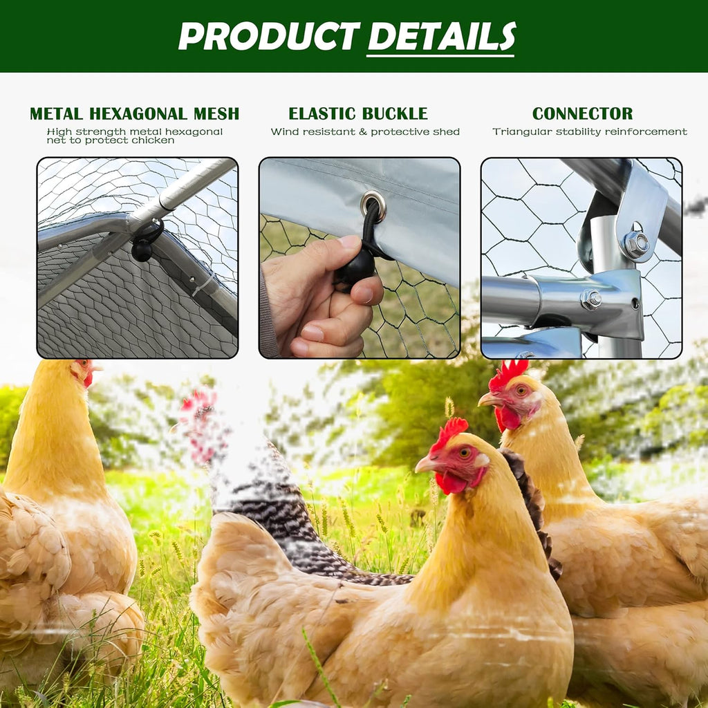 Betterhood Metal Chicken Coop With Cover, 9 ft W x 19 ft L x 6.5 ft H