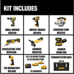 DEWALT 20V MAX Cordless 7-Tool Combo Kit With TOUGHSYSTEM Case, 4.0Ah And (2) 2.0Ah Batteries