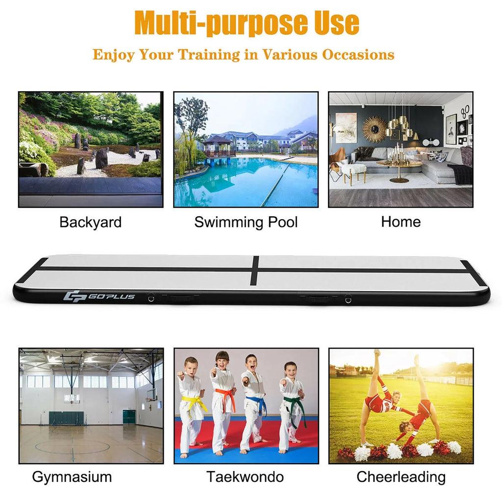 Goplus 10FT Air Track Inflatable Gymnastics Tumbling Mat With Pump - Black