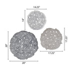 Textured Feather 3-Piece Metal Disc Wall Decor Set - 20in, 17.25in, 14.25in