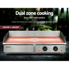 Devanti Commercial Electric Griddle BBQ Grill Plate, 73cm, 4400W, Silver