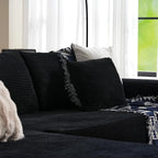 ovios 104in L-Shape Sectional Sofa With Chaise, Grey Plush Corduroy Fabric