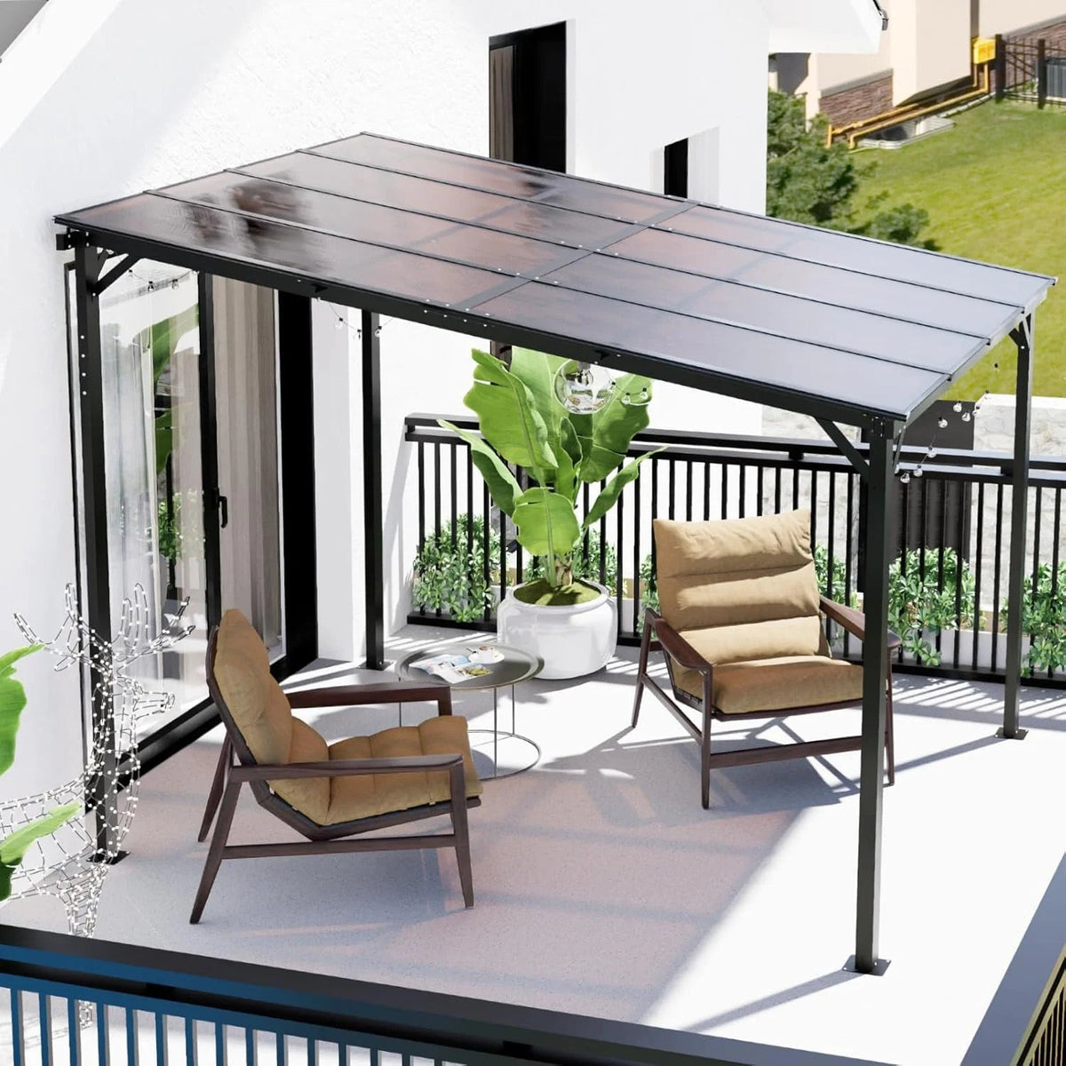 Hardtop Outdoor Pergola Patio Gazebo With Roof, 10x8