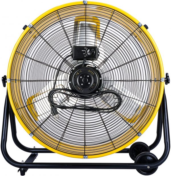 24 Inch Heavy Duty Drum Air Circulator Fan, 3 Speed, Yellow