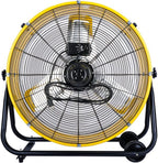 24 Inch Heavy Duty Drum Air Circulator Fan, 3 Speed, Yellow