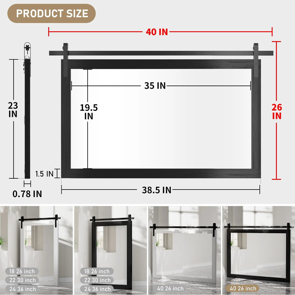 Rectangular Wall Mirror With Wood Frame, 18 x 26 in, 22 x 30 in, 24 x 36 in, or 40 x 26 in - Multiple Sizes