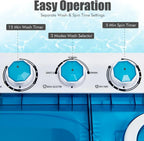 Costway Double Tub Washing Machine, 26 lb Capacity, 18 lb Wash, 8 lb Spin, Drain Pump