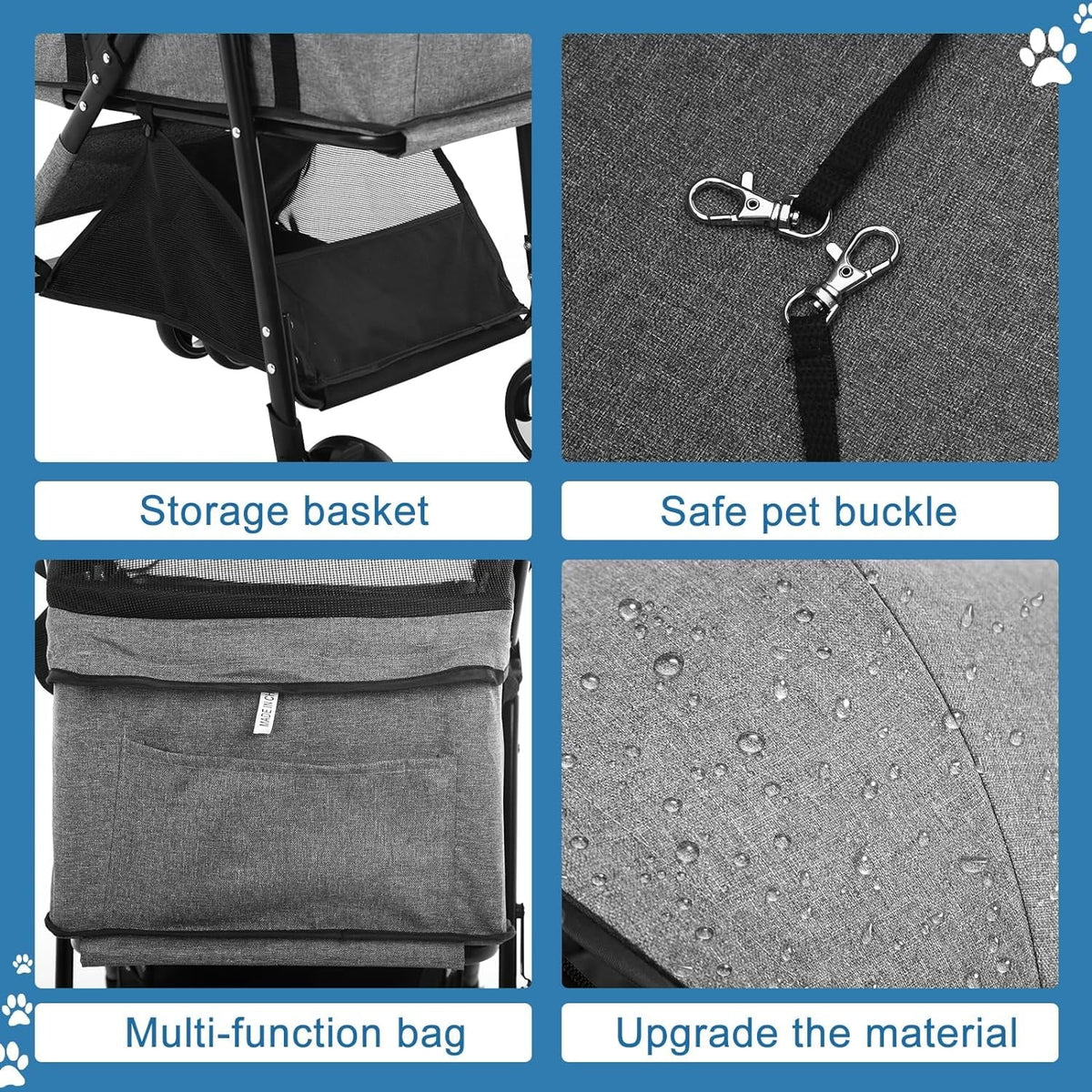 Dkeli 3-in-1 Folding Pet Stroller With Detachable Carrier And Car Seat, 44 Lbs