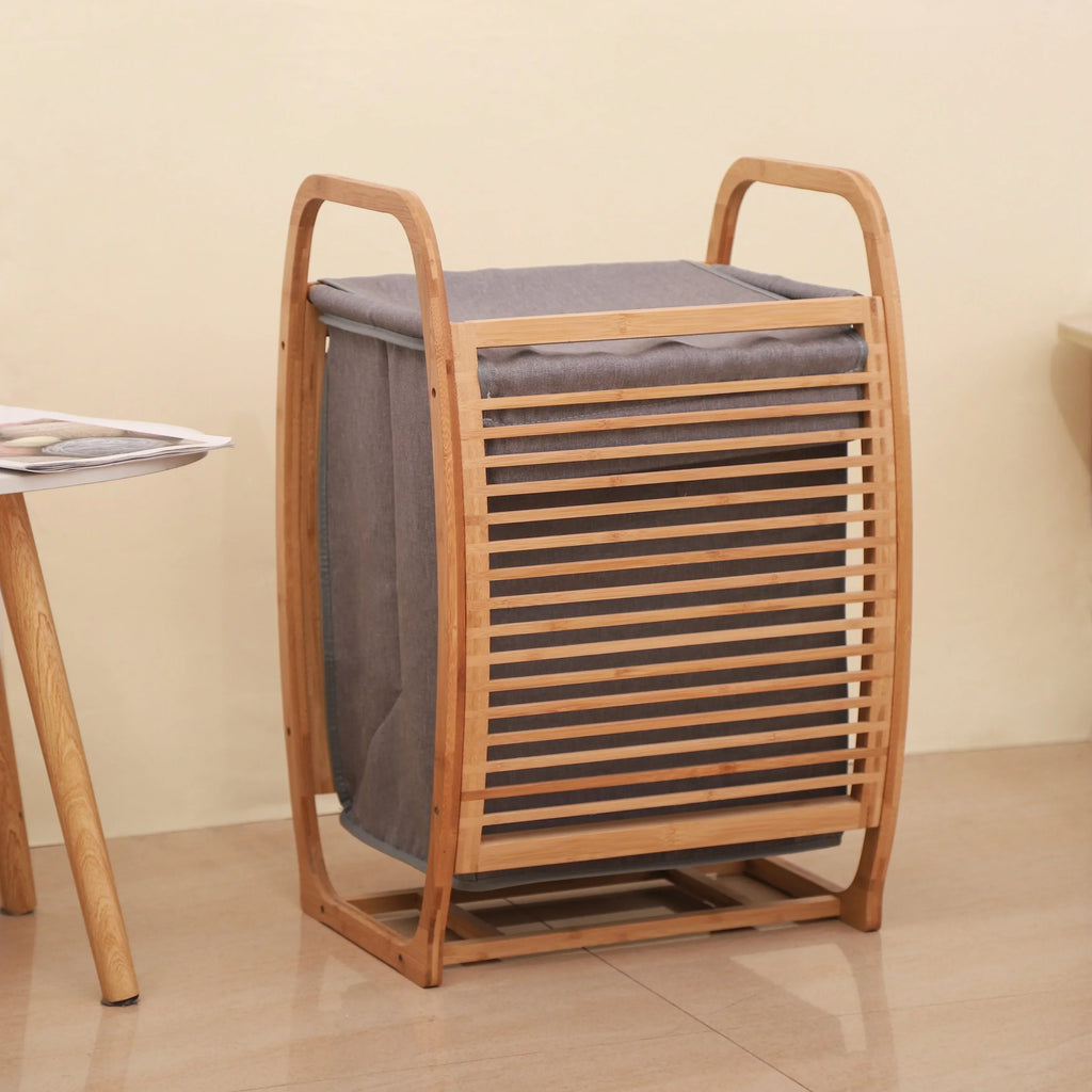 Proman Products Cambridge Bamboo Laundry Hamper With Lid And Handles, Natural, 16 W x 14 D x 24 H