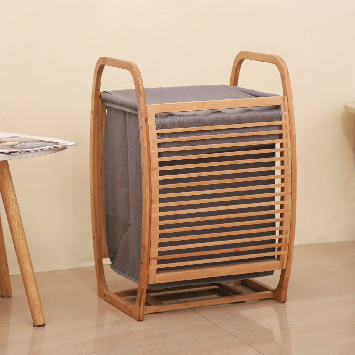 Proman Products Cambridge Bamboo Laundry Hamper With Lid And Handles, Natural, 16 W x 14 D x 24 H