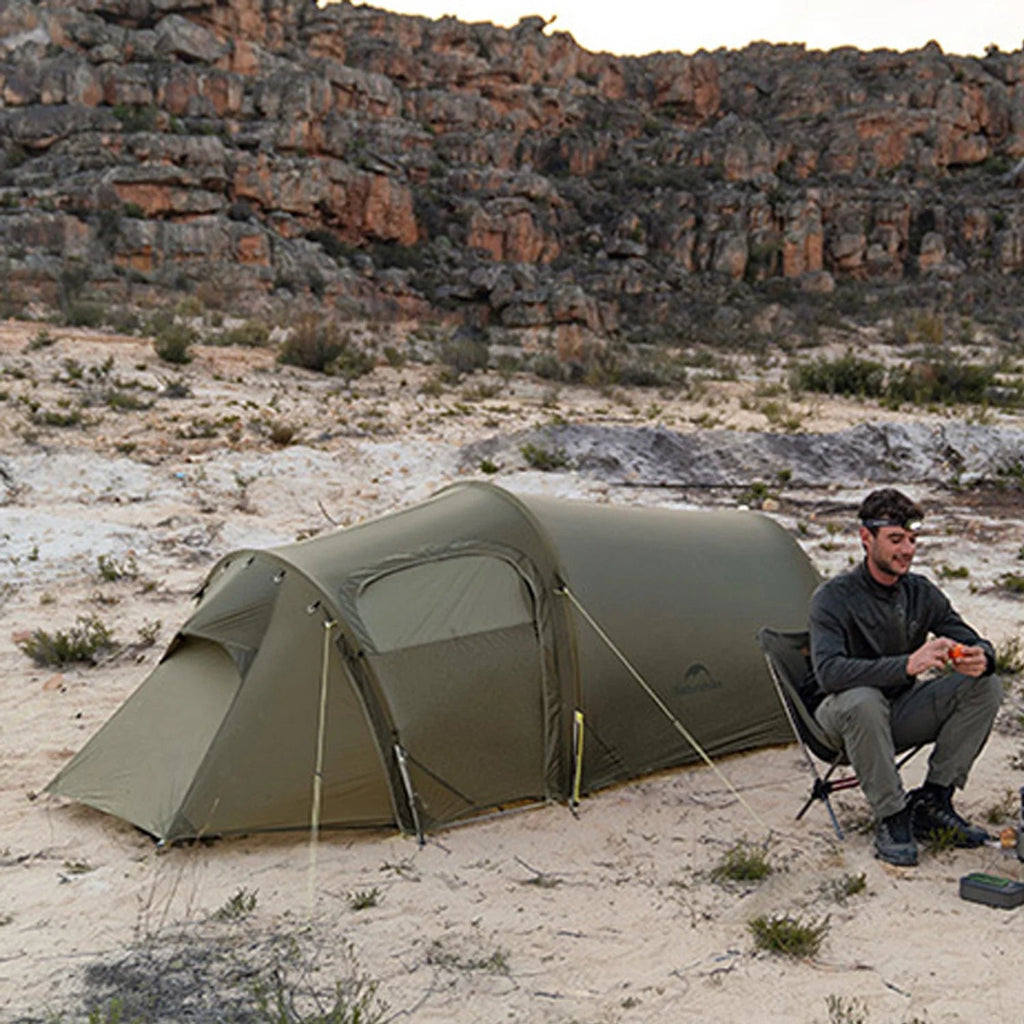 Naturehike Baluosi UL Ultralight Tunnel Hiking Tent, 15D, 2/3 Person, Olive Green - CNK2450WS036