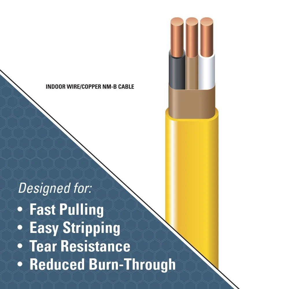 Southwire 12/2 100' Yellow NM-B Indoor Electrical Wire With Ground - 28828228