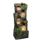 Outdoor Garden Water Fountain, 4 Tiers, 55.5 in High, Glass Fiber Reinforced Concrete