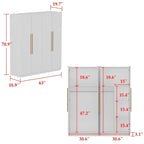 FUFU&GAGA Freestanding Solid Wood Wardrobe Closet With Storage Shelves