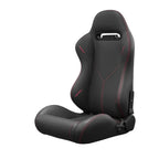 2PC Universal Reclinable Bucket Racing Seats With Adjustor Slider - Red PVC Leather