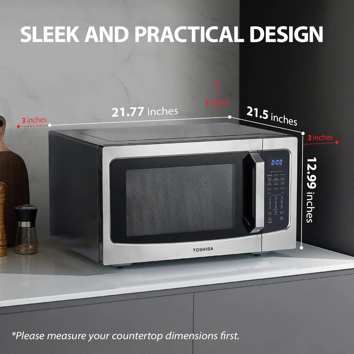 TOSHIBA 4-in-1 Countertop Microwave Oven, 1.5 Cu Ft, 1000W, Silver - ML-EC42P(SS)