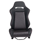 Racing Seats, PVC With Suede Material, Double Slider Design, Black - 2 Pieces