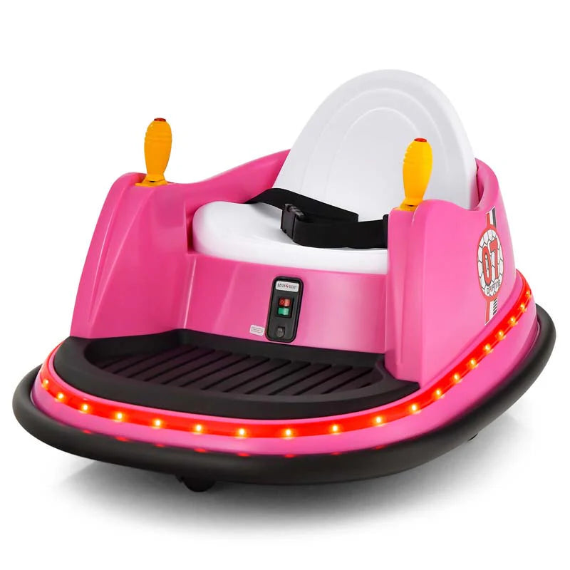 12V Toddler Battery Powered Bumper Car With Dual Joysticks And 360 Degree Spin