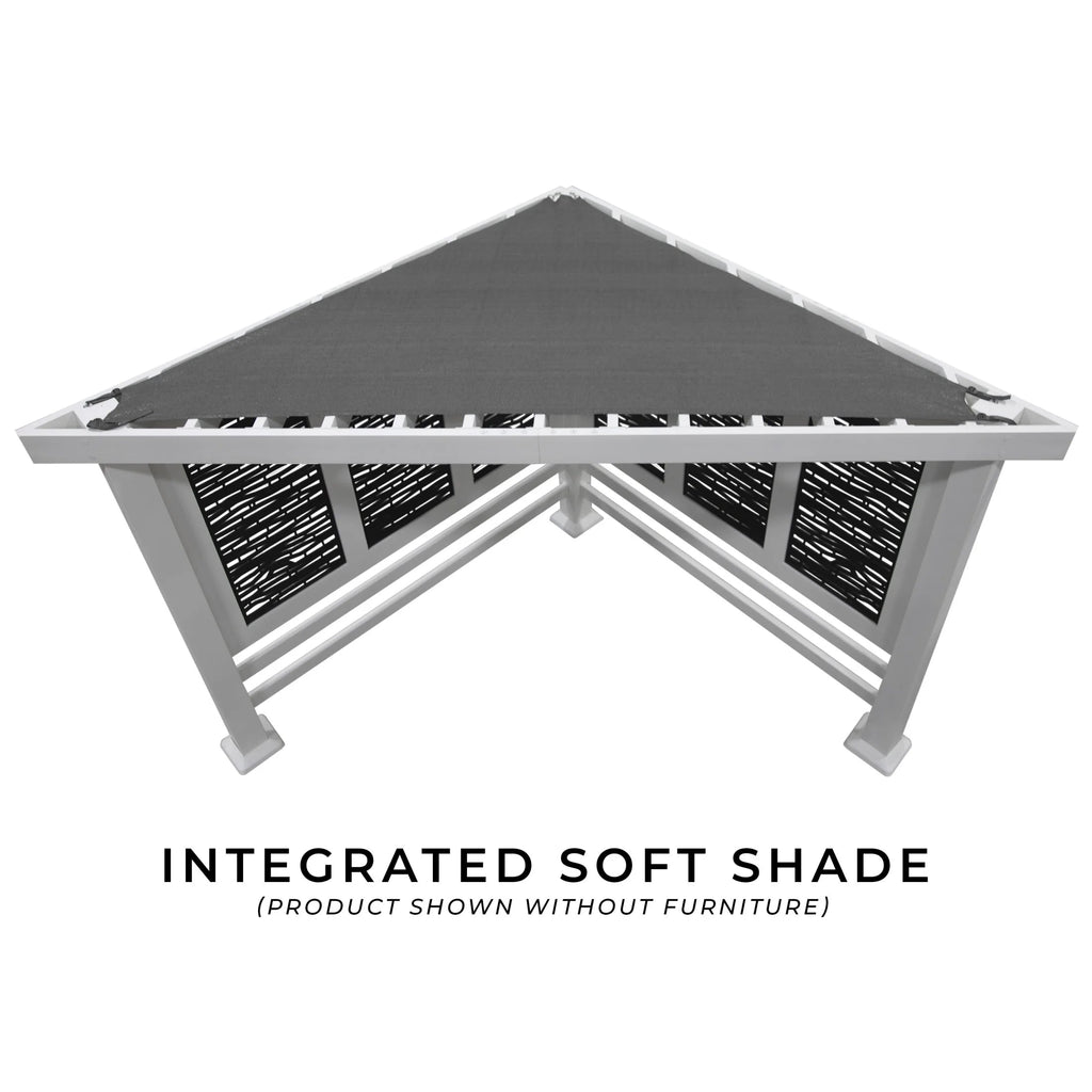 Backyard Discovery Galvanized Steel Corner Pergola With Seating, White, 12x8' - Ridgedale