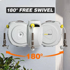 AQUAZILLA Retractable Garden Hose Reel, 5/8 in x 100+6 ft, Wall Mounted, White - 10 Pattern Spray Nozzle