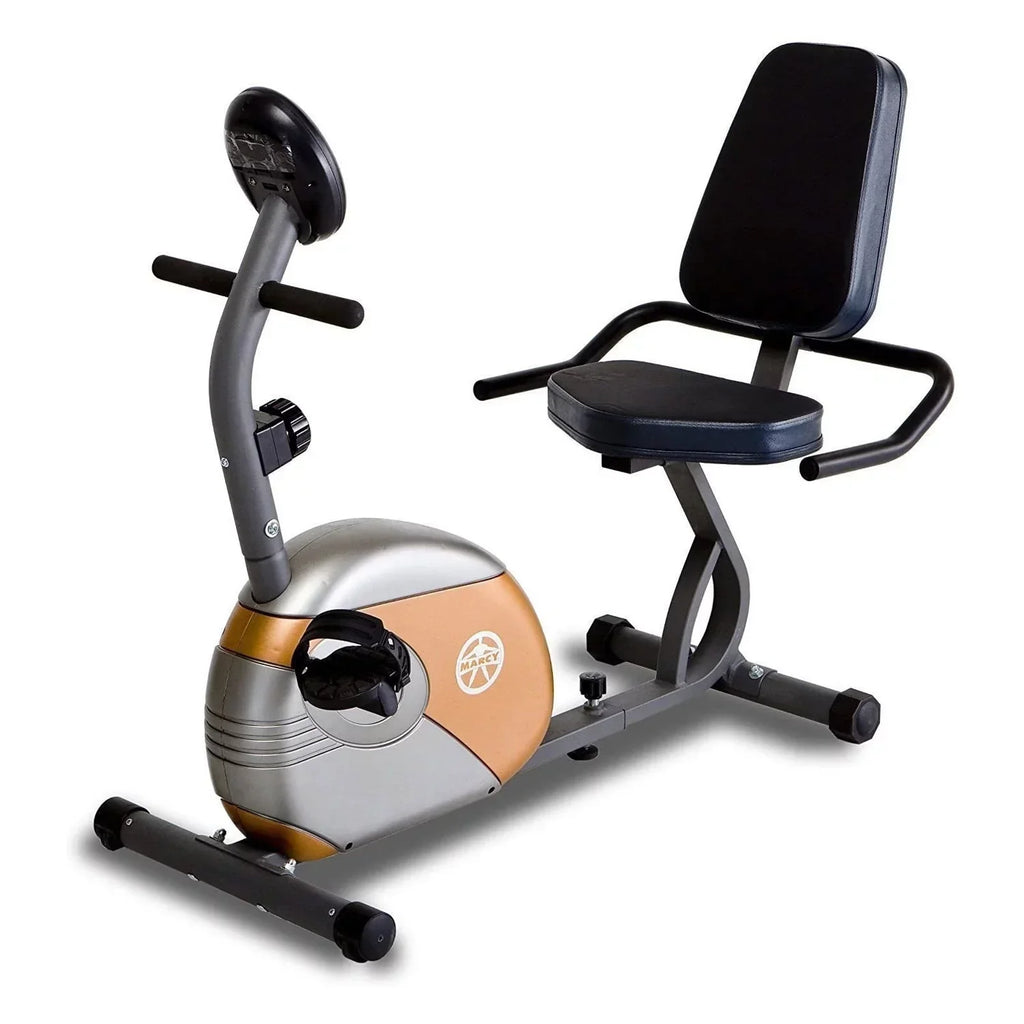 Marcy Recumbent Magnetic Exercise Bike With 8 Resistance Levels, Copper/Black - ME709