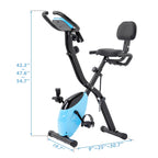 Foldable Magnetic Upright And Recumbent Exercise Bike, Light Blue