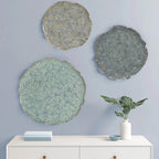 Textured Feather 3-Piece Metal Disc Wall Decor Set - 20in, 17.25in, 14.25in