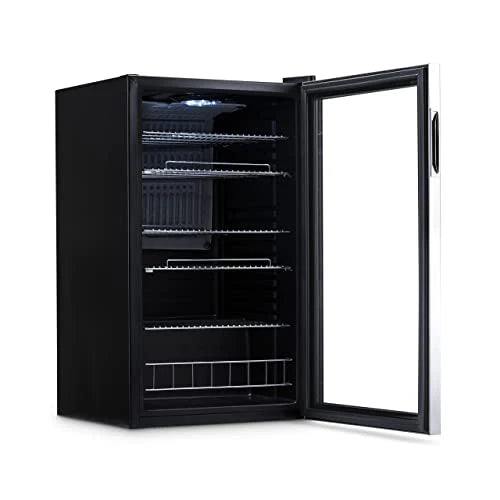 NewAir Beverage Refrigerator Cooler, 126 Cans, Stainless Steel, Right-Hinge Glass Door - AB-1200