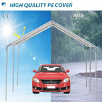 Outsunny Galvanized Steel Carport Canopy 10' x 20', White - 3 Reinforced Steel Cables