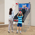Costway Dual Shot Basketball Arcade Game, Blue, 8 Game Modes, 81in x 43in x 81in
