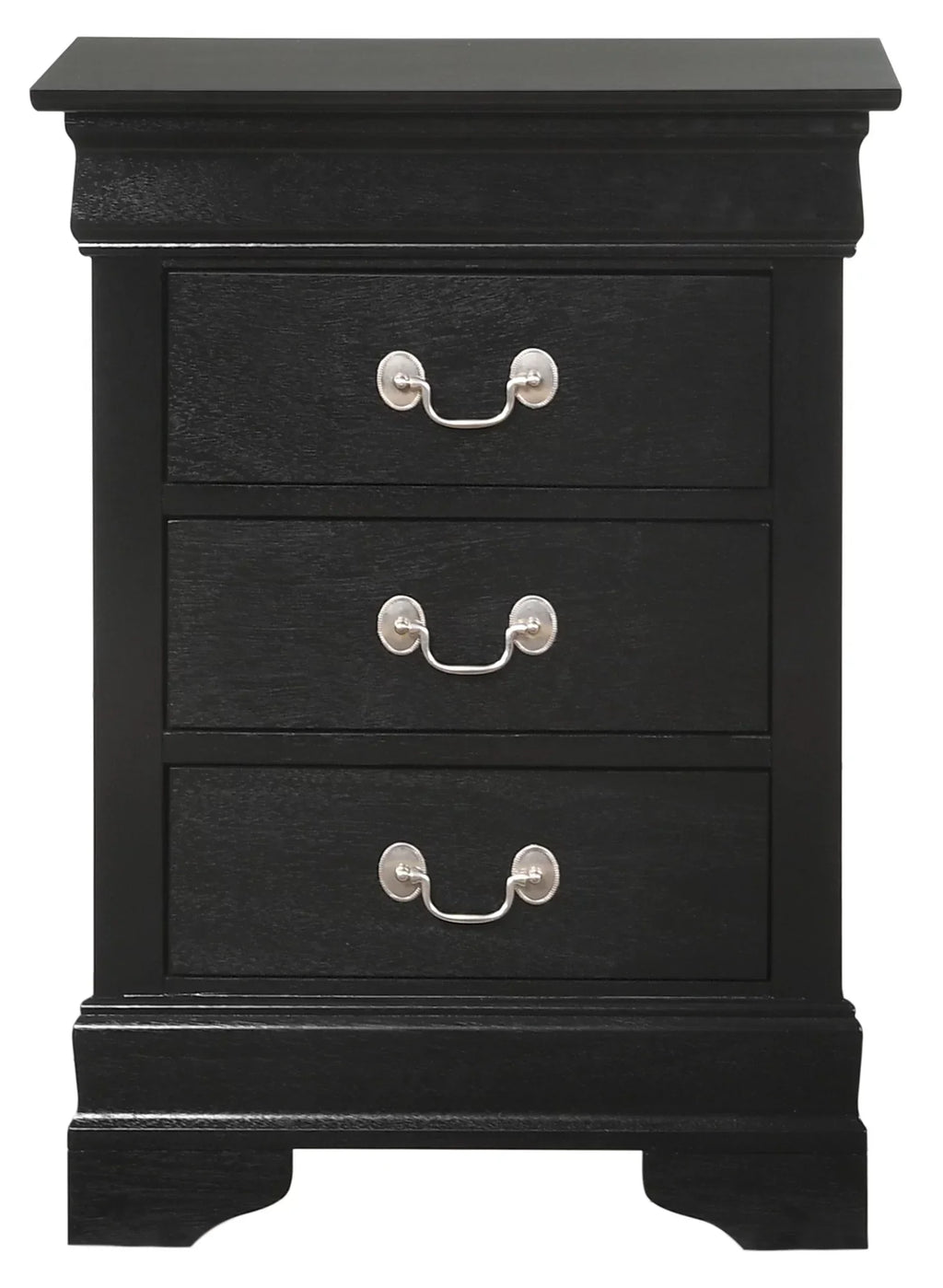 Glory Furniture Louis Phillipe 3 Drawer Nightstand, Black - G3150-3N