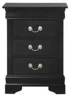 Glory Furniture Louis Phillipe 3 Drawer Nightstand, Black - G3150-3N