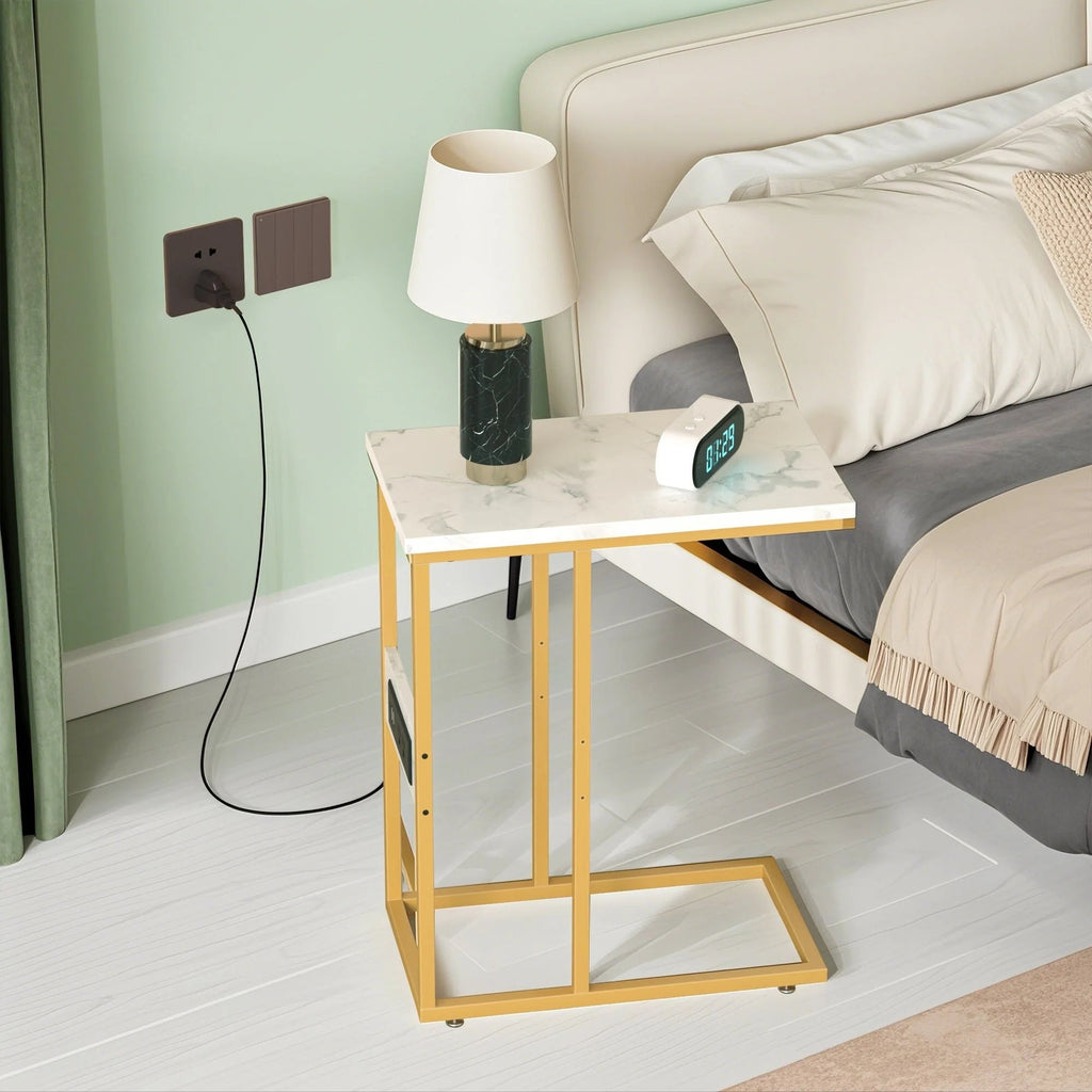 C-Shaped Sofa Side Tables, Set of 2, 11" D x 19" W x 24" H